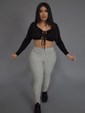 MOON - Grey Leggings Scrunch-Butt